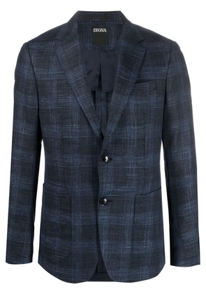 Zegna check single-breasted blazer - Blue