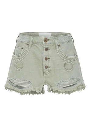 One Teaspoon Le Wolves Le Loop buttoned frayed shorts - Green