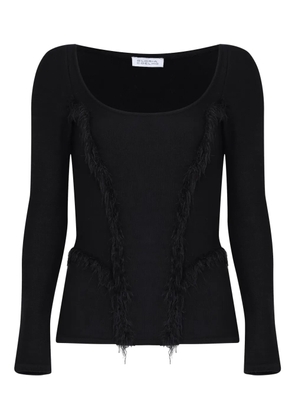 Gloria Coelho frayed-detail scoop-neck top - Black