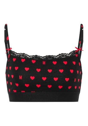 Moschino heart-print lace-trimmed bra - Black