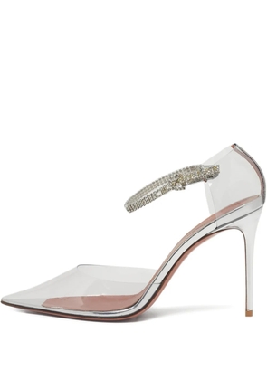 Amina Muaddi Ursina crystal-embellishments pumps - White