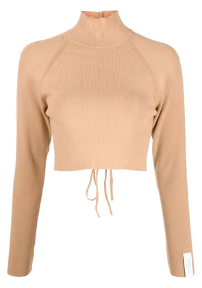 Rokh open-back cropped knitted jumper - Brown