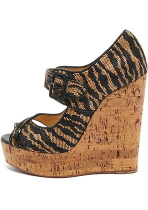 Christian Louboutin Pre-Owned 140mm zebra-print sandals - Black