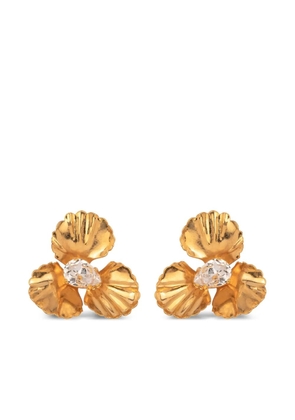 Jennifer Behr Caelyn crystal-embellished flower earrings - CRYSTAL/ ANTIQUE GOLD