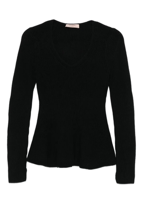 TWINSET v-neck ribbed knitted top - Black