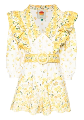 FARM Rio Azaleia floral-print playsuit - Yellow