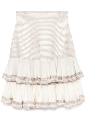 Alaïa Pre-Owned 2000s ruffled skirt - Neutrals
