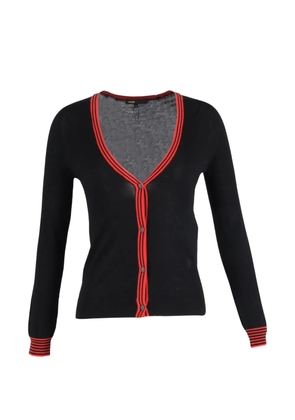 Maje Knitted button-down v-neck top - Black