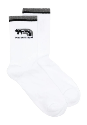 Maison Kitsuné intarsia-knit logo socks - White