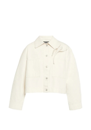 ERDEM floral-appliqué cropped denim jacket - Neutrals