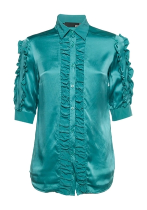 Love Moschino ruffled silk shirt - Blue