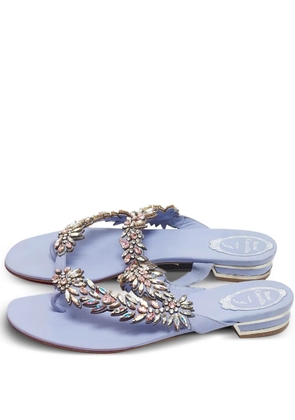 René Caovilla crystal-embellished leather sandals - Blue