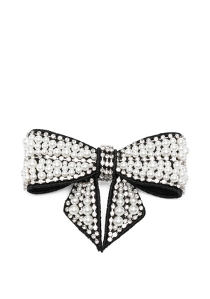 Self-Portrait pearl embellished bow hair clip - Black