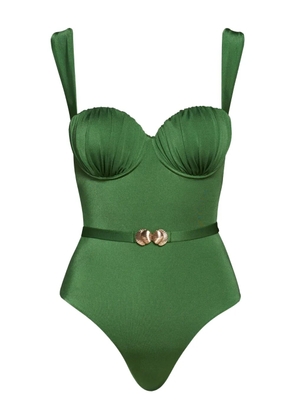 Noire Swimwear belted ruched balconette swimsuit - Green