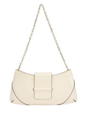 Jimmy Choo snake-embossed leather shoulder bag - White