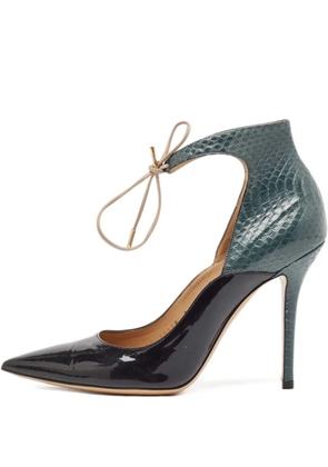 Ferragamo Pre-Owned 110mm snakeskin patent-leather heeled pumps - Black