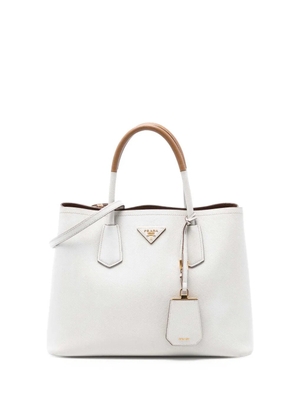 Prada Pre-Owned 2021-2025 Medium Bicolor Saffiano Cuir Double satchel - White