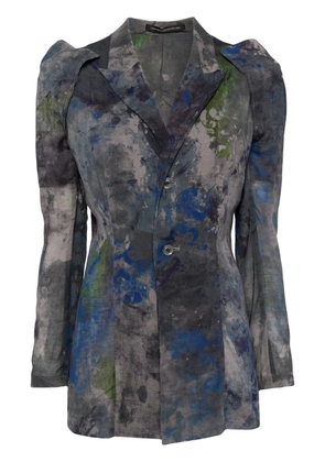 Y's abstract-pattern print cotton-blend blazer - Grey
