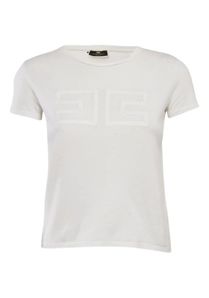 Elisabetta Franchi logo-embroidered T-shirt - White