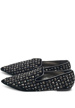 Dolce & Gabbana Pre-Owned crystal-embellished velvet slippers - Black