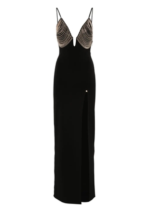 NISSA fringe-detail maxi dress - Black