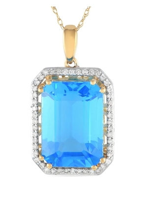 LB Exclusive 14kt yellow gold diamond and blue topaz pendant necklace