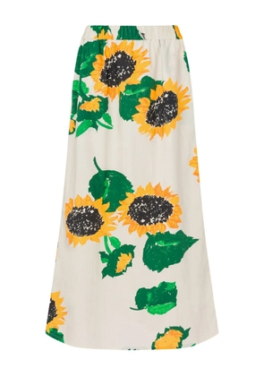 MOSCHINO JEANS floral-print maxi skirt - White