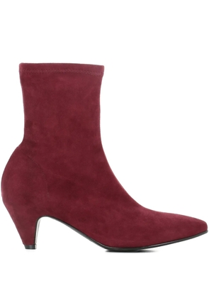 Del Carlo side-zip suede boots - Red