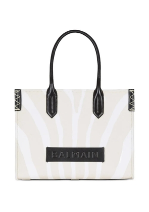 Balmain medium logo-patch tote bag - White