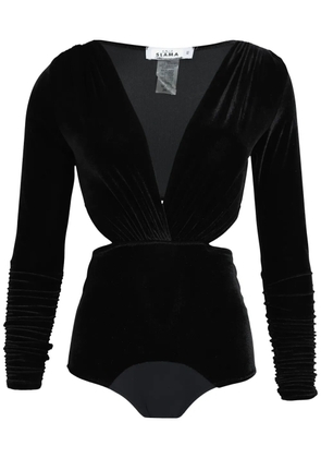 Amir Slama V-neck velvet bodysuit - Black