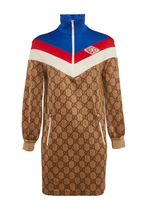 Gucci Pre-Owned GG-monogram half-zip dress - Brown