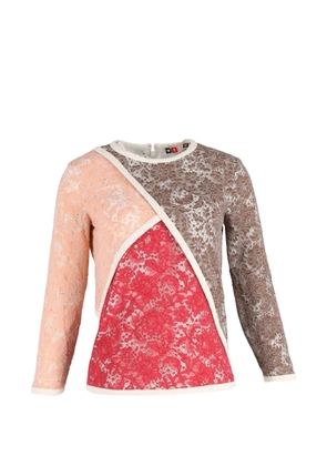 MSGM lace patchwork long-sleeve top - Brown