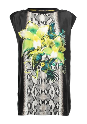 Roberto Cavalli Vintage floral parrot-print sleeveless top - Black