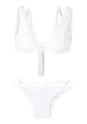 Amir Slama open-knit layered bikini set - White