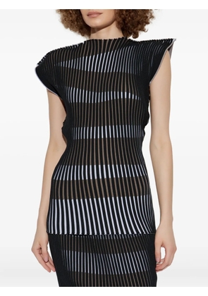 Issey Miyake striped pleated top - Black