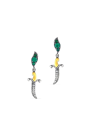 Sevan Bıçakçı 24K yellow gold Dagger emerald and diamond drop earrings - Silver