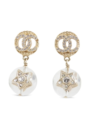 CHANEL Pre-Owned 2019 Gold Plated Rhinestones CC Star Ball Swing Bullet Back Earrings costume earrings