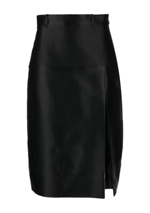 Gucci Pre-Owned duchesse silk side-slit midi skirt - Black