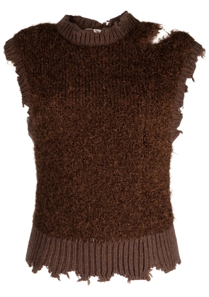 Muller Of Yoshiokubo distressed glitter knit vest - Brown