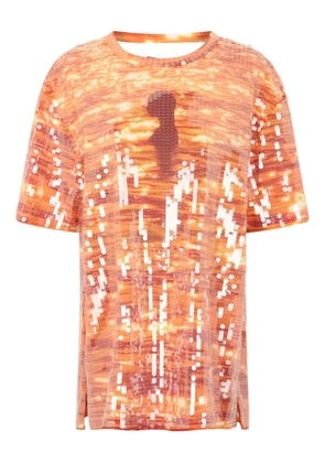 Rabanne sequin-embellished T-shirt - Orange
