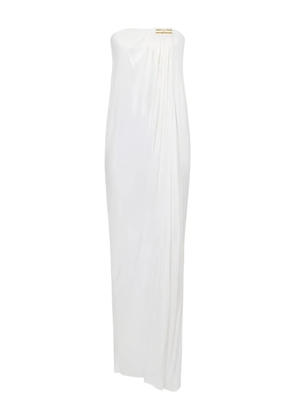 Elisabetta Franchi bare-shoulders jewel-plaque maxi dress - White