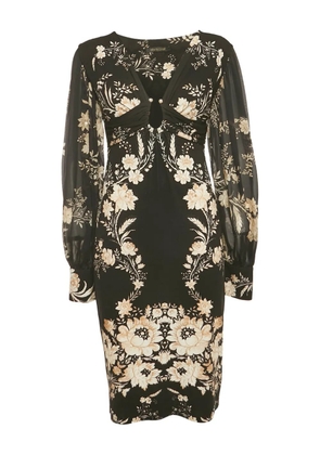 Roberto Cavalli floral-print ruched midi dress - Black