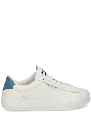 Tommy Jeans denim-trimmed leather sneakers - White