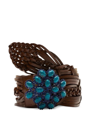 Silvia Tcherassi Eines braided embellished belt - Brown