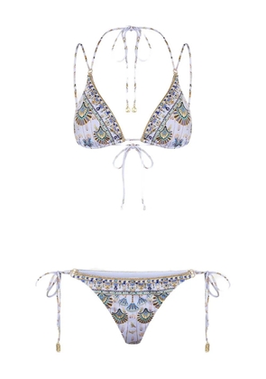 Camilla patterned embellished swimsuit - White