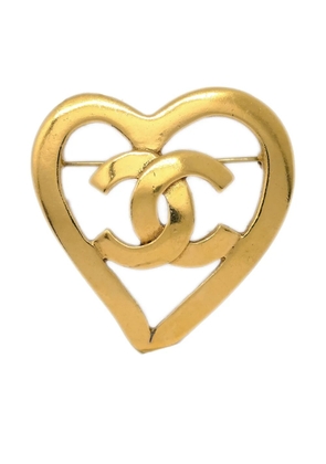 CHANEL Pre-Owned 1995 CC heart brooch - Gold