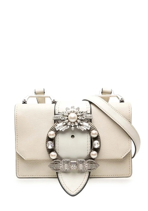 Miu Miu Pre-Owned 2010-2025 Goatskin Madras Soft Calf Crystal Embellished crossbody bag - White