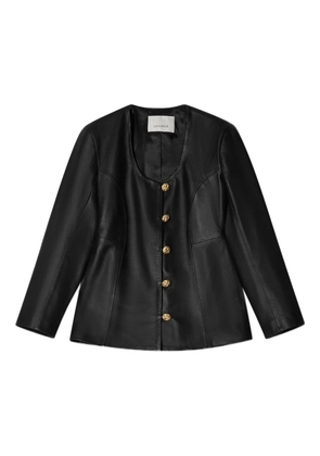 House Of Dagmar scoop-neck leather jacket - Black