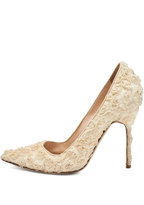 Manolo Blahnik 110mm floral-embellished heeled pumps - Neutrals