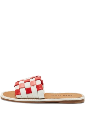Miu Miu Pre-Owned woven leather slides - White